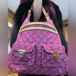 VINTAGE LOUIS VUITTON MONOGRAM PINK DENIM SHOULDER TOTE